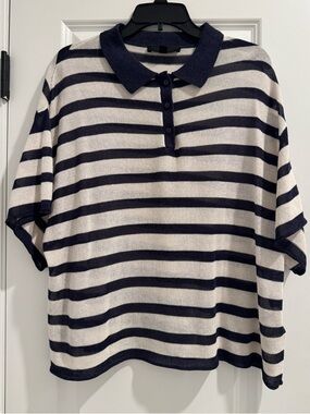 Zara Linen Blend Striped Polo